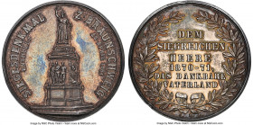Brunswick. City silver "Grateful Fatherland Memorial" Medal 1881-Dated MS62 NGC, By C. F. Peterson. 42mm. Struck to commemorate the inauguration of th...