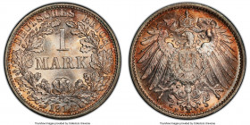 Wilhelm II Mark 1914-F MS67 PCGS, Stuttgart mint, KM14, J-17. Captivating example with brilliant strike and argent and russet toning. 

HID09801242017...
