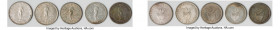 USA Administration 5-Piece Lot of Uncertified Assorted Pesos, 1) Peso 1903 - XF (Harshly Cleaned), Philadelphia mint, KM168. 37.9mm. 26.85gm 2) Peso 1...