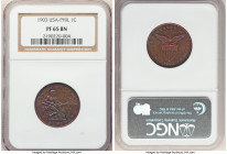 USA Administration Proof Centavo 1903 PR65 Brown NGC, Philadelphia mint, KM163. First year of type, Red-violet and royal blue toning. 

HID09801242017...