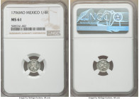 Pair of Certified Assorted 1/4 Reales NGC, 1) Mexico: Charles IV 1/4 Real 1796-Mo - MS61, Mexico City mint, KM62 2) Colombia: Republic 1/4 Real 1799-N...