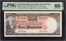 AUSTRALIA. Reserve Bank of Australia. 10 Pounds, ND (1960-65). P-36. PMG Gem Uncirculated 66 EPQ.
Estimate: $300.00 - 500.00