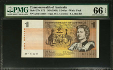 AUSTRALIA. Lot of (2). Reserve Bank of Australia. 1 Dollar, ND (1968). P-37b. Consecutive. PMG Gem Uncirculated 66 EPQ.
Estimate: $300.00 - 500.00