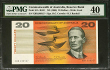AUSTRALIA. Reserve Bank of Australia. 20 Dollars, ND (1968). P-41b. PMG Extremely Fine 40.
PMG comments "Small Tear".
Estimate: $400.00 - 750.00