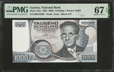 AUSTRIA. Oesterreichische Nationalbank. 1000/- Schilling, 1983. P-152a. PMG Superb Gem Uncirculated 67 EPQ.
Estimate: $150.00 - 250.00