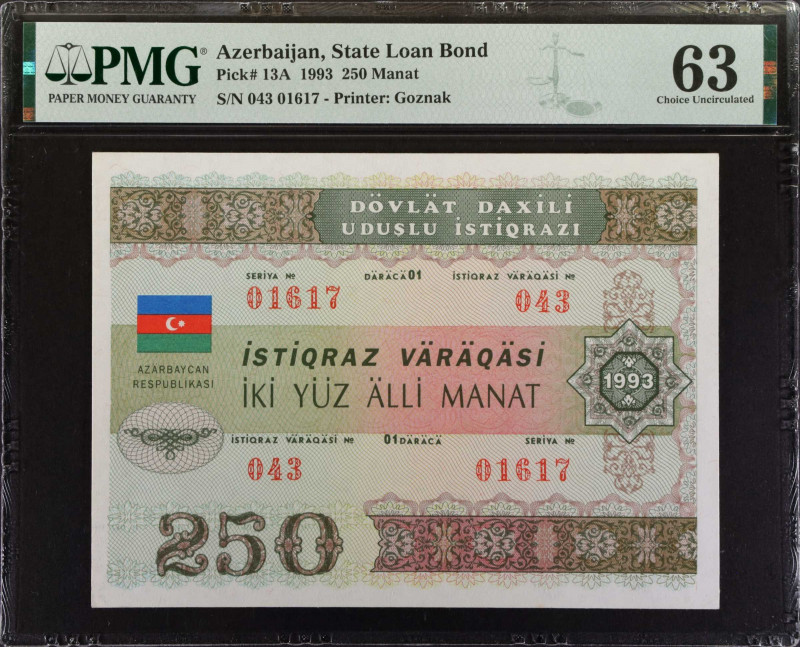 AZERBAIJAN. Lot of (3). Azarbaycan Respublikasi. 250, 500 & 1000 Manat, 1993. P-...