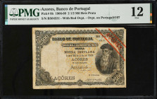 AZORES. Banco de Portugal. 2 1/2 Mil Reis Prata, 1906-09. P-8b. PMG Fine 12.
PMG comments "Tape Repair".
Estimate: $200.00 - 400.00