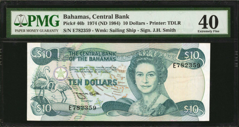BAHAMAS. Central Bank of the Bahamas. 10 Dollars, 1974 (ND 1984). P-46b. PMG Ext...