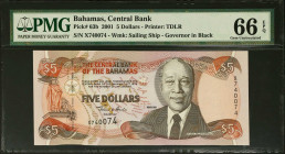 BAHAMAS. Lot of (4). The Central Bank of the Bahamas. 1, 5 & 100 Dollar, 2001-15. P-Various. PMG Gem Uncirculated 65 EPQ.
Estimate: $100.00 - 200.00