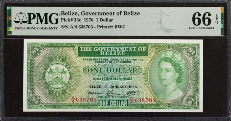 BELIZE. The Government of Belize. 1 Dollar, 1976. P-33c. PMG Gem Uncirculated 66...