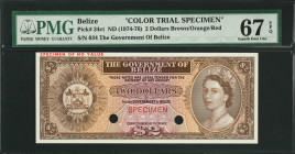 BELIZE. The Government of Belize. 2 Dollars, ND (1974-76). P-34ct. Color Trial Specimen. PMG Superb Gem Uncirculated 67 EPQ.
Estimate: $400.00 - 600....