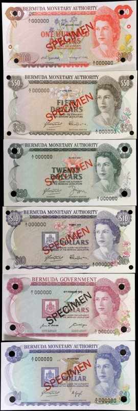 BERMUDA. Lot of (6). Bermuda Monetary Authority. 1 tp 100 Dollars, 1970-82. P-24...