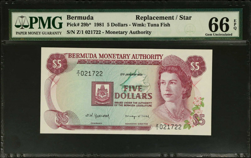 BERMUDA. Lot of (2). Bermuda Monetary Authority. 5 & 100 Dollars, 1981-94. P-29B...