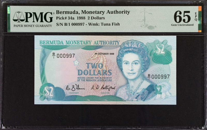 BERMUDA. Bermuda Monetary Authority. 2 Dollars, 1988. P-34a. PMG Gem Uncirculate...