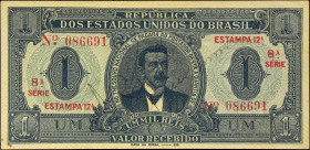 BRAZIL. Thesouro Nacional. 1 Mil Reis, ND (1921). P-8. Extremely Fine.
Rust/staining.
Estimate: $200.00 - 400.00