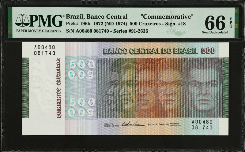 BRAZIL. Banco Central do Brasil. 500 Cruzeiros, 1972 (ND 1974). P-196b. Commemor...