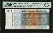 BRAZIL. Banco Central do Brasil. 500 Cruzeiros, 1972 (ND 1974). P-196b. Commemorative. PMG Gem Uncirculated 66 EPQ.
Estimate: $75.00 - 150.00