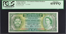 BRITISH HONDURAS. Government of British Honduras. 1 Dollar, 1961-69. P-28b. PCGS Currency Gem New 65 PPQ.
Estimate: $150.00 - 250.00
