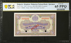 BULGARIA. Banque Nationale de Bulgarie. 10 Leva, 1922. P-35s1. Specimen. PCGS Banknote Gem Uncirculated 65 PPQ.
Estimate: $500.00 - 700.00