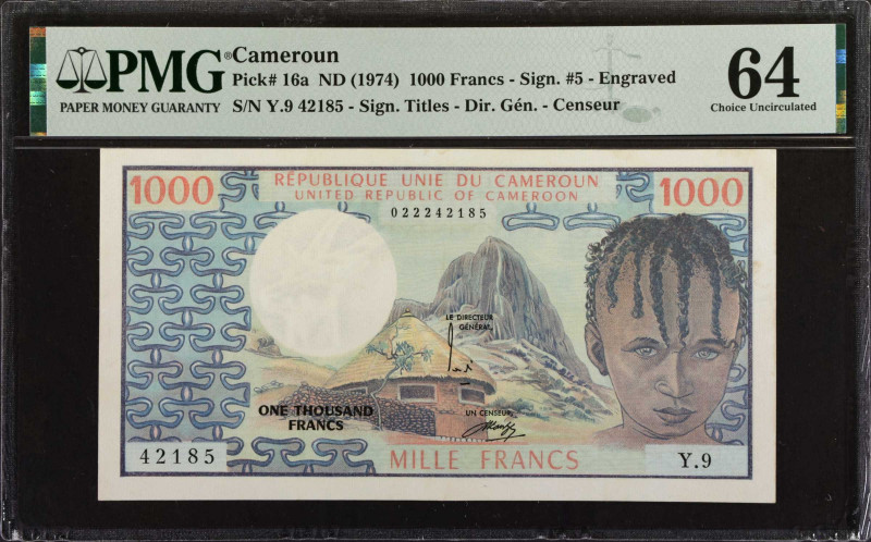CAMEROON. Banque des Etats de l'Afrique Centrale. 1000 Francs, ND (1974). P-16a....