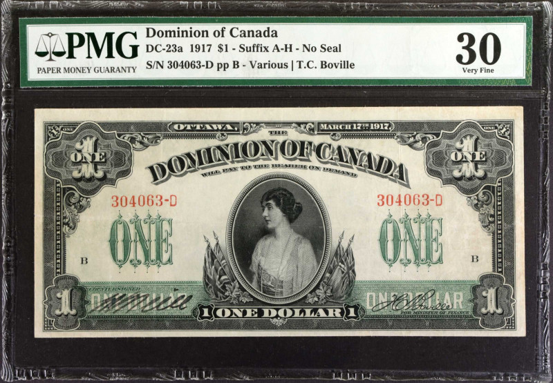 CANADA. Dominion of Canada. 1 Dollar, 1917. DC-23a. PMG Very Fine 30.
PMG comme...