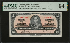 CANADA. Bank of Canada. 2 Dollars, 1937. BC-22b. PMG Choice Uncirculated 64.
Estimate: $100.00 - 200.00