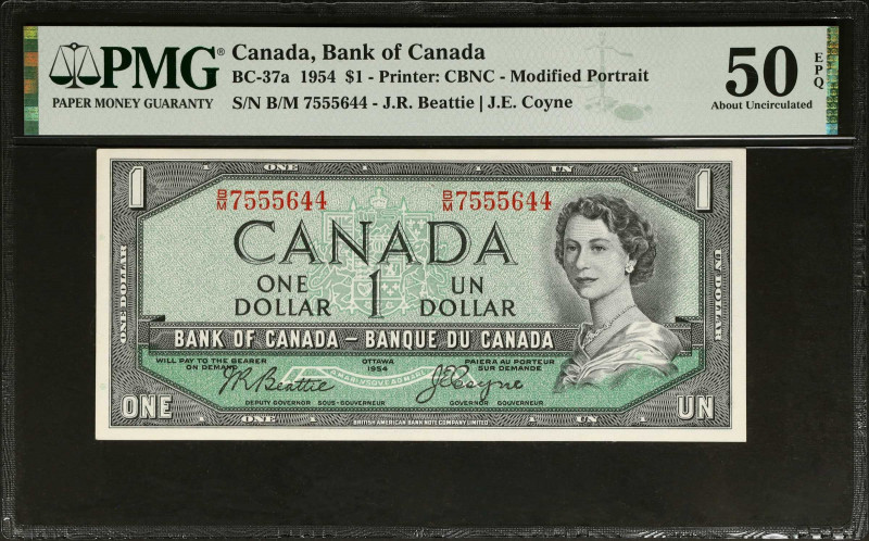 CANADA. Lot of (6). Bank of Canada. 1, 2 & 5 Dollars, 1954. BC-37a, BC-38a, BC-3...