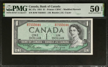 CANADA. Lot of (6). Bank of Canada. 1, 2 & 5 Dollars, 1954. BC-37a, BC-38a, BC-38d, BC-39a-i & BC-39b. PMG About Uncirculated 50 EPQ to Gem Uncirculat...