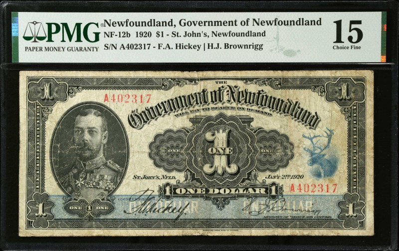 CANADA-NEWFOUNDLAND. The Government of Newfoundland. 1 Dollar, 1920. NF-12b. PMG...