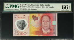 CAPE VERDE. Banco de Cabo Verde. 200 Escudos, 2014. P-Unlisted. PMG Gem Uncirculated 66 EPQ.
Estimate: $25.00 - 50.00