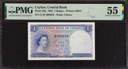 CEYLON. Central Bank of Ceylon. 1 Rupee, 1952. P-49a. PMG About Uncirculated 55.
Estimate: $100.00 - 150.00