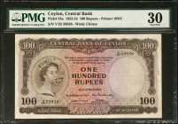 CEYLON. Central Bank of Ceylon. 100 Rupees, 1952-54. P-53a. PMG Very Fine 30.
PMG comments "Stamp Ink".
Estimate: $300.00 - 500.00