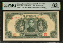 CHINA--PUPPET BANKS. The Central Reserve Bank of China. 10,000 Yuan, 1944. P-J37b. PMG Choice Uncirculated 63.
Estimate: $100.00 - 200.00