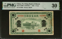 CHINA--PROVINCIAL BANKS. Fu Ching Bank of Shensi. 1 Yuan, 1922. P-S2600. PMG Very Fine 30.
Estimate: $75.00 - 150.00