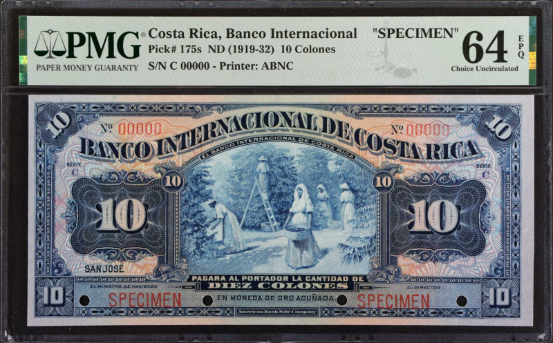 COSTA RICA. Banco Internacional de Costa Rica. 10 Colones, ND (1919-32). P-175s....