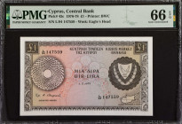 CYPRUS. Central Bank of Cyprus. 1 Pound, 1976-78. P-43c. PMG Gem Uncirculated 66 EPQ.
Estimate: $50.00 - 100.00
