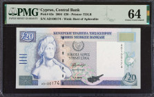 CYPRUS. Central Bank of Cyprus. 20 Pounds, 2004. P-63c. PMG Choice Uncirculated 64.
Estimate: $50.00 - 75.00