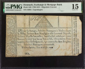 DENMARK. Banquen i Kiobenhavn. 1 Rigsdaler Courant, 1788-1813. P-A28. PMG Choice Fine 15.
PMG comments "Corners Missing, Previously Mounted".
Estima...