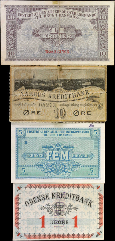 DENMARK. Lot of (4). Mixed Banks. Mixed Denominations, Mixed Dates. P-Various. F...