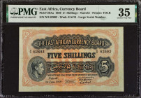 EAST AFRICA. East African Currency Board. 5/- Shillings, 1939. P-26Aa. PMG Choice Very Fine 35.
Estimate: $100.00 - 150.00