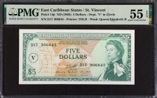 EAST CARIBBEAN STATES. East Caribbean Currency Authority. 5 Dollars, ND (1965). P-14p. PMG About Uncirculated 55 EPQ.
Estimate: $75.00 - 100.00