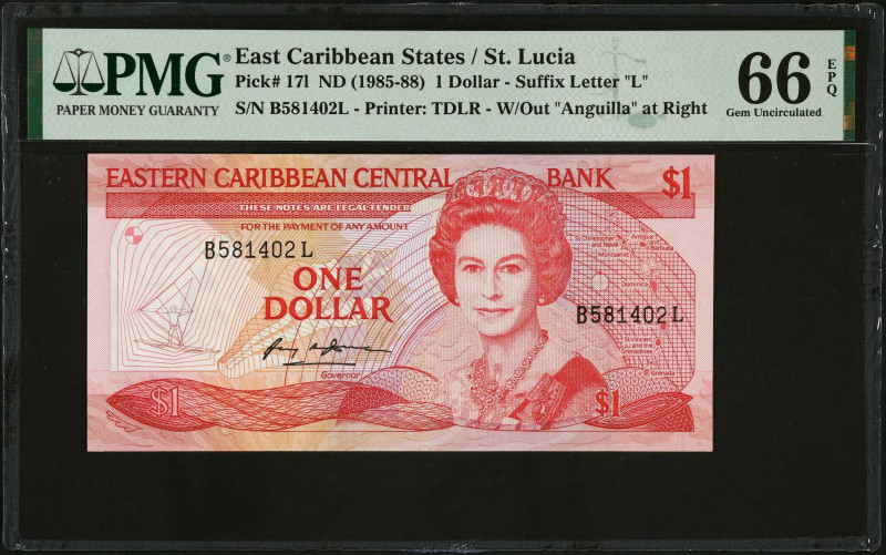 EAST CARIBBEAN STATES. Eastern Caribbean Central Bank. 1 Dollar, ND (1985-88). P...