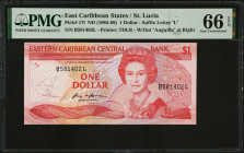 EAST CARIBBEAN STATES. Eastern Caribbean Central Bank. 1 Dollar, ND (1985-88). P-17l. PMG Gem Uncirculated 66 EPQ.
Estimate: $50.00 - 100.00