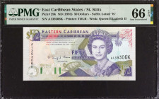 EAST CARIBBEAN STATES. Eastern Caribbean Central Bank. 50 Dollars, ND (1993). P-29k. PMG Gem Uncirculated 66 EPQ.
Estimate: $150.00 - 200.00