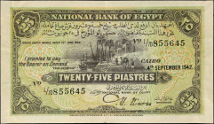 EGYPT. National Bank of Egypt. 25 Piastres, 1942. P-10c. Very Fine.
Estimate: $50.00 - 100.00