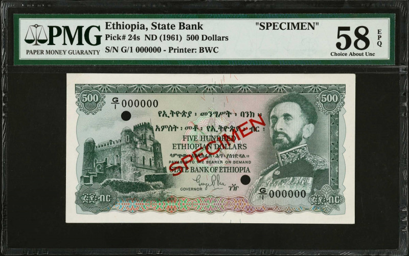 ETHIOPIA. Mixed Banks. 100 Dollars, ND (1961-66). P-24s & 29s. Specimens. PMG Ch...