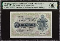 FALKLAND ISLANDS. Government of the Falkland Islands. 1 Pound, 1977. P-8c. PMG Gem Uncirculated 66 EPQ.
Estimate: $100.00 - 150.00