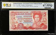 FALKLAND ISLANDS. The Government of the Falkland Islands. 5 Pounds, 1983. P-12a. Commemorative. PCGS Banknote Superb Gem Uncirculated 67 PPQ.
Estimat...