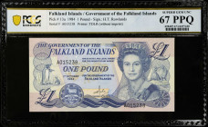 FALKLAND ISLANDS. The Government of the Falkland Islands. 1 Pound, 1984. P-13a. PCGS Banknote Superb Gem Uncirculated 67 PPQ.
Estimate: $50.00 - 100....