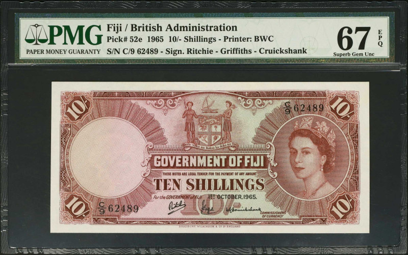 FIJI. Government of Fiji. 10 Shillings, 1965. P-52e. PMG Superb Gem Uncirculated...